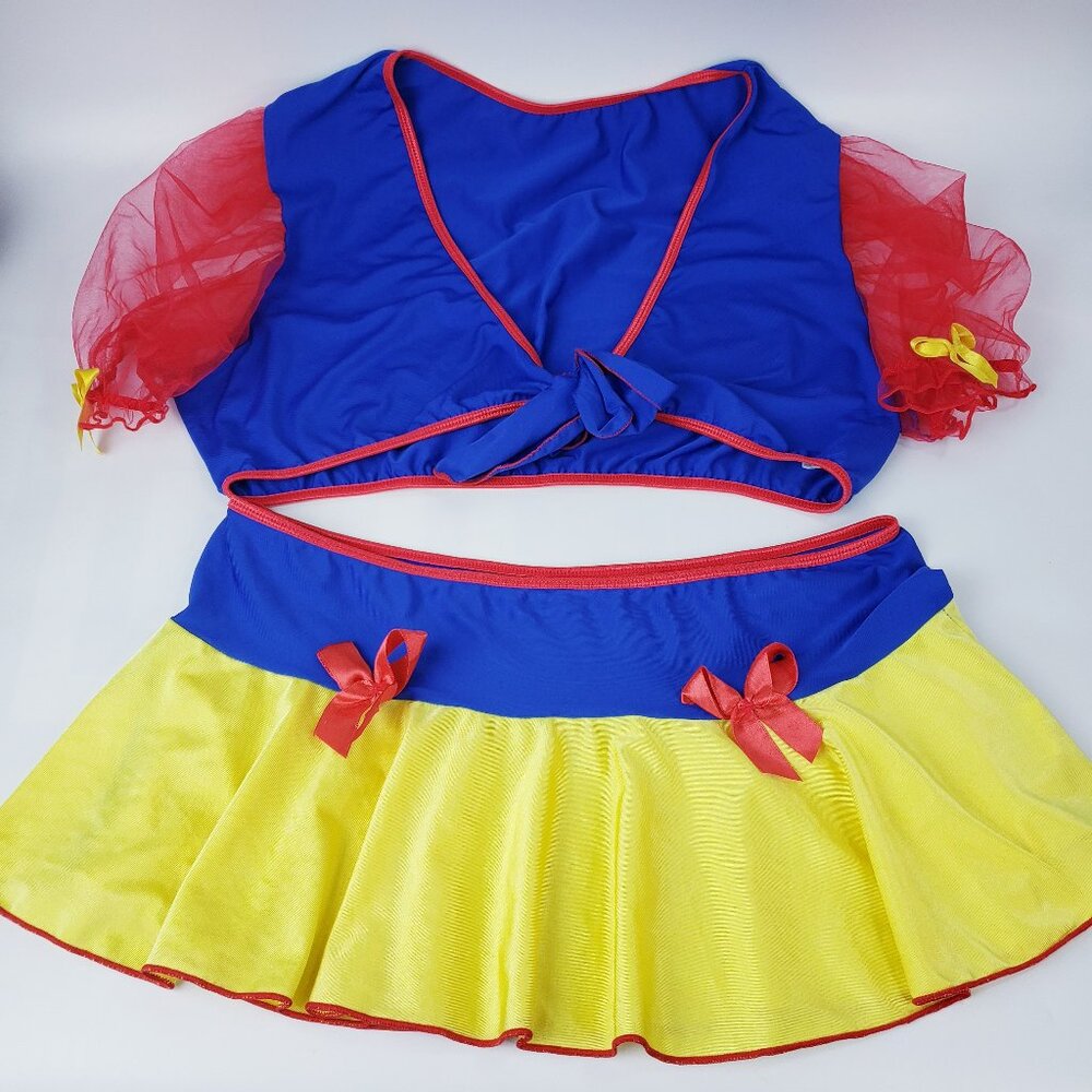 Blue & Yellow Two-Piece Women's Intimate Set with Red Accents